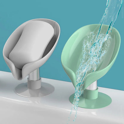 Leaf Shape Soap Box Drain Soap Holder Bathroom Accessories Suction Cup Soap Dish Tray Soap Dish for Bathroom Soap Container