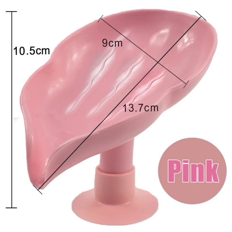 Leaf Shape Soap Box Drain Soap Holder Bathroom Accessories Suction Cup Soap Dish Tray Soap Dish for Bathroom Soap Container