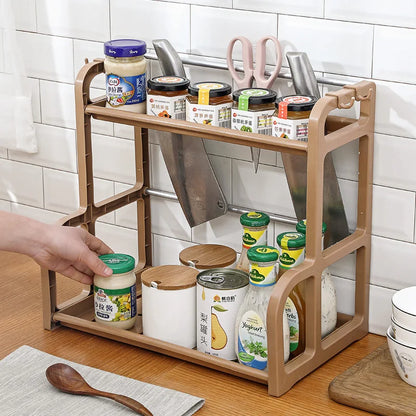 2 Layers Table Plastic Chopsticks Shelf Kitchen Bowl Rack Draining Dish Storage Household Dishes Seasoning Organizer Dish Rack