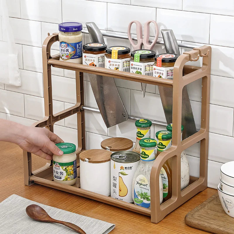 2 Layers Table Plastic Chopsticks Shelf Kitchen Bowl Rack Draining Dish Storage Household Dishes Seasoning Organizer Dish Rack